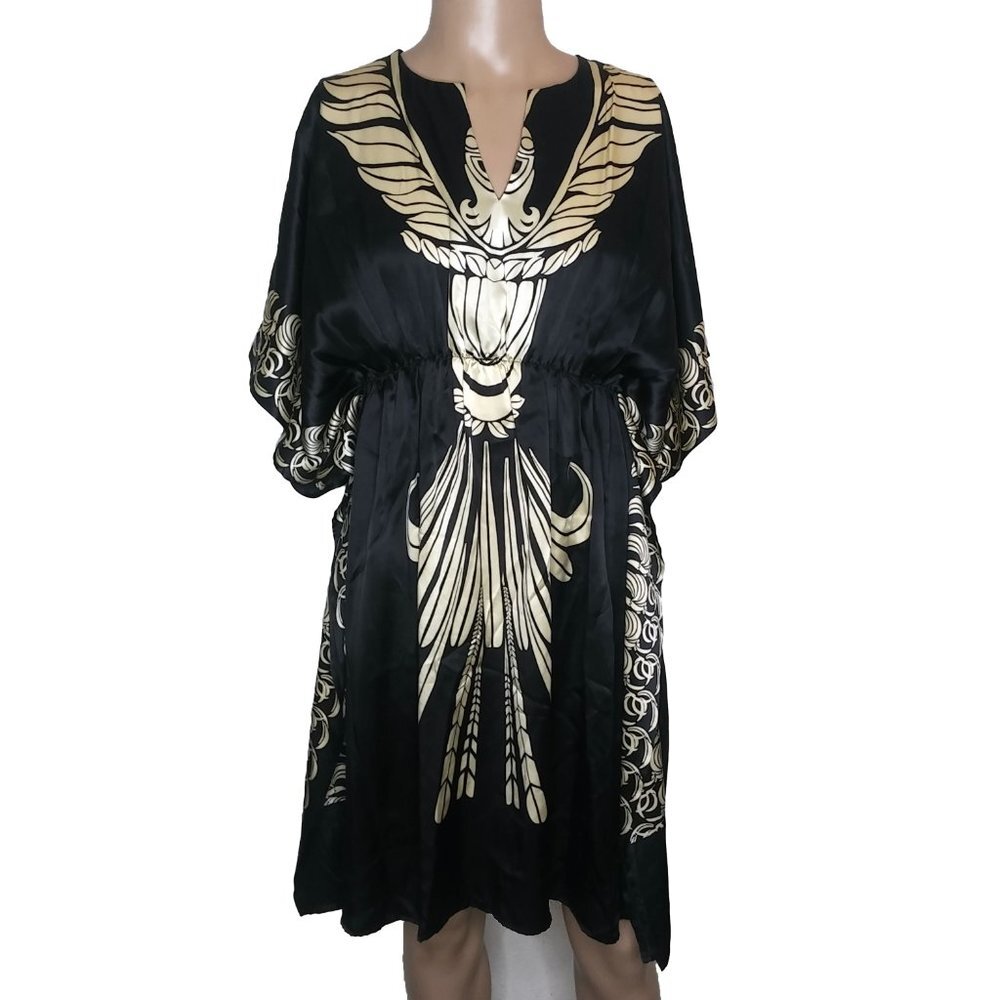 Anthropologie Black and Gold Midi Dress